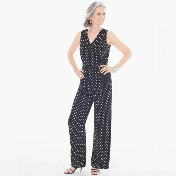 Chicos Polka Dot Jumpsuit (SOLD OUT) Size 0 (Small) - Picture 1 of 6